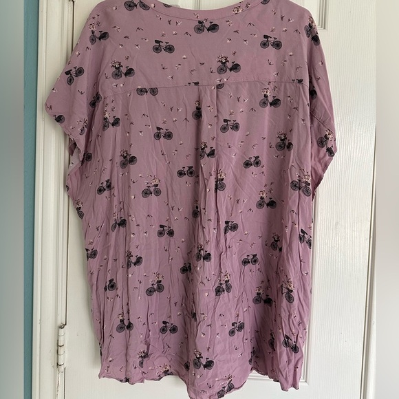 Torrid 4 Pink Bicycle Print ss Challis Dolma Shirt - Picture 5 of 5